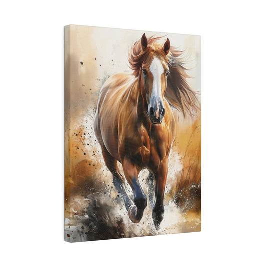 Chestnut Stallion Dynamic Charge Matte Canvas Wall Art