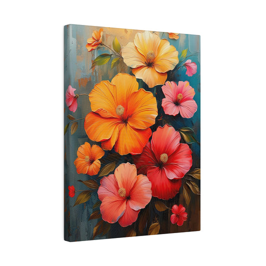 Blooming Hibiscus Floral Art Matte Canvas Wall Art