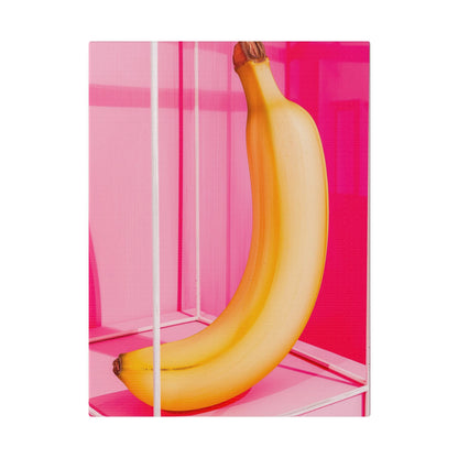 Banana in Pink Isolation Matte Canvas Wall Art